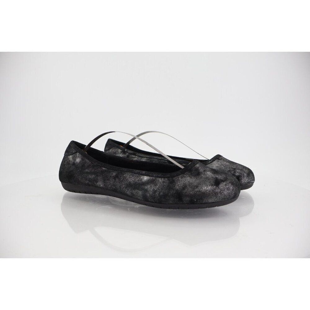 Taos Rascal Ballet Flats Women's 9.5 Black Metallic Leather Slip On Casual